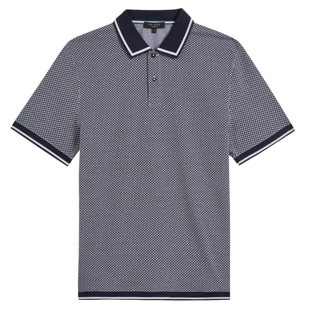 Ted Baker Affric Short Sleeve Geometric Textured Polo Shirt for Men