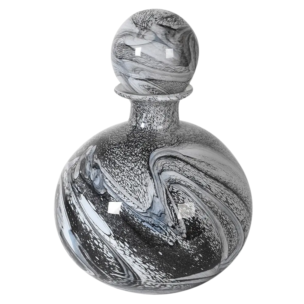 Coach House Small Hand Blown White And Black Bottle With Ball Top