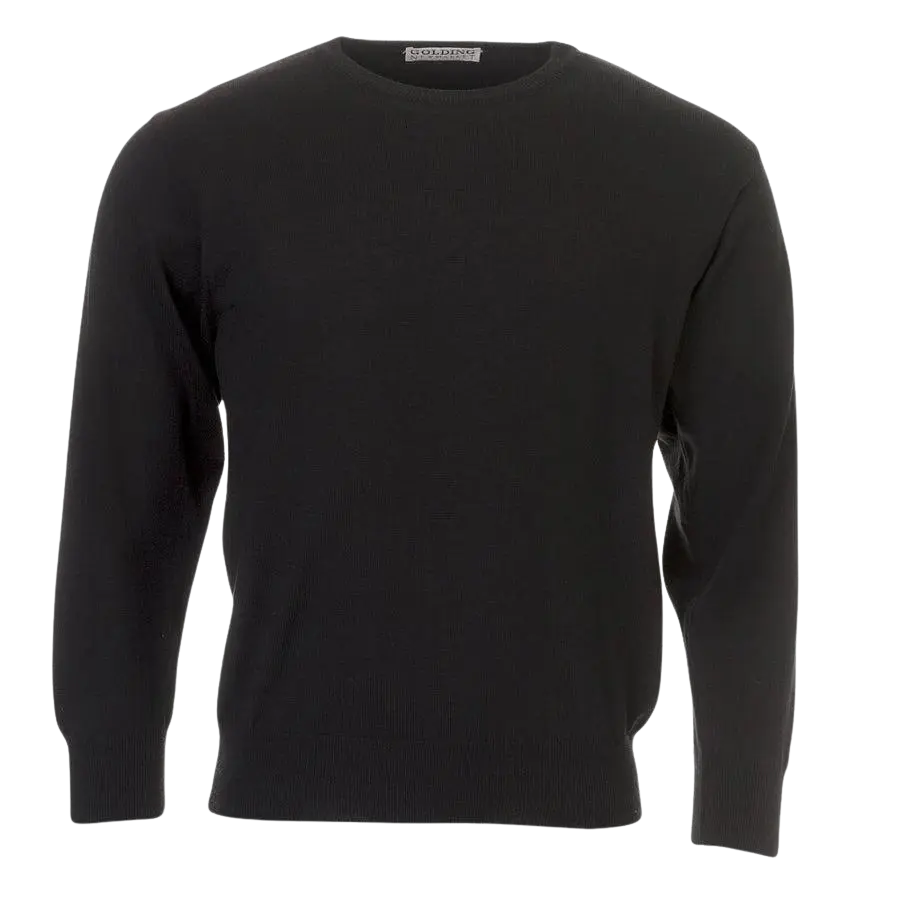 Golding 100% Merino Wool Crew Neck Pullover in Black