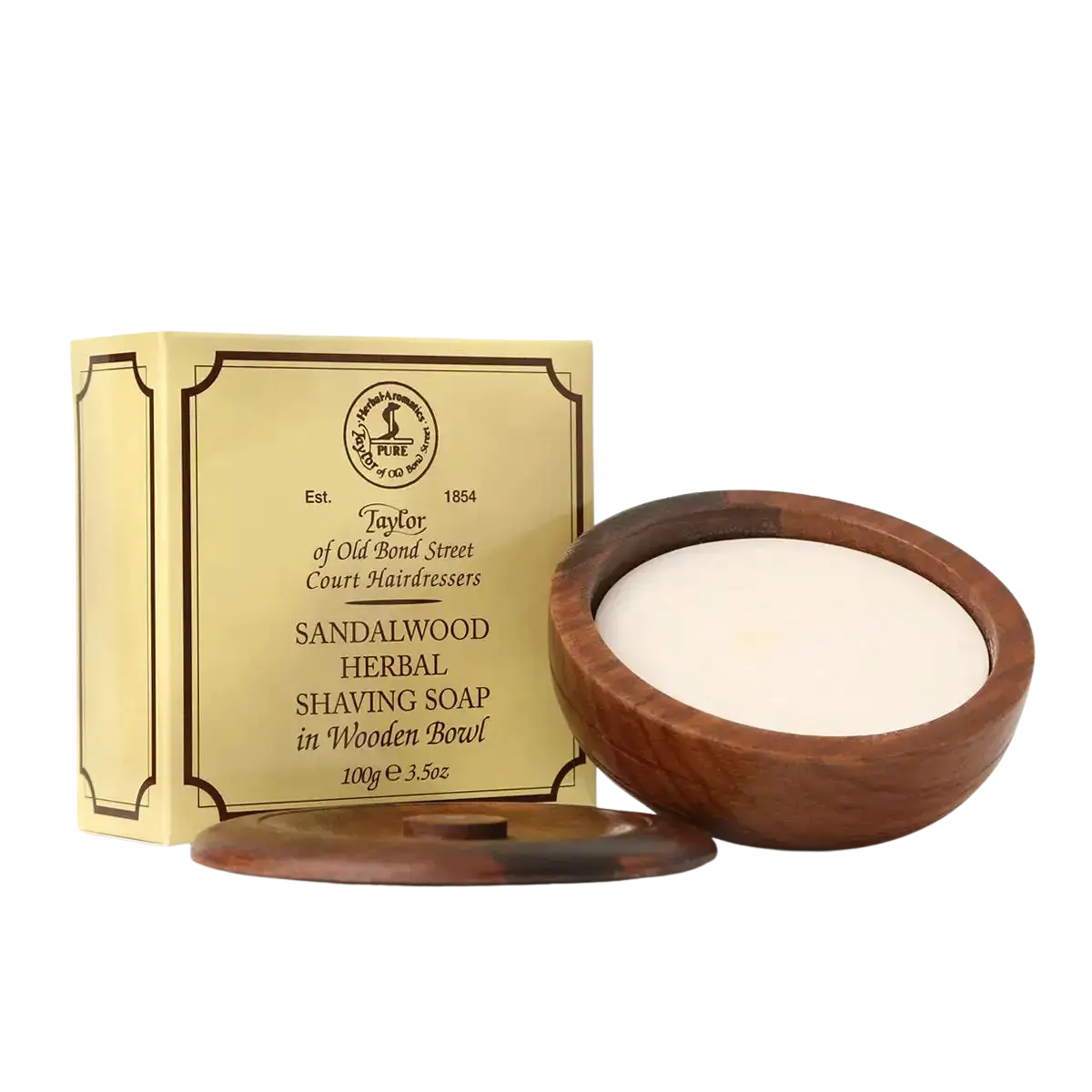 Taylor Of Old Bond Street Mens Wooden Shaving Bowl and Soap in Sandalwood 100g