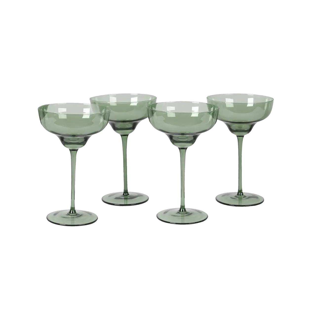 Set Of Four Olive Green Martini Glasses