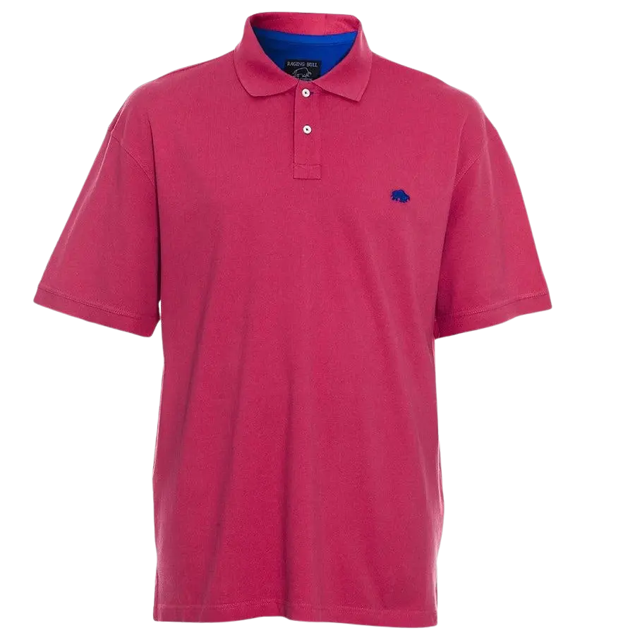 Raging Bull Big & Tall New Signature Polo Shirt for Men in Vivid Pink