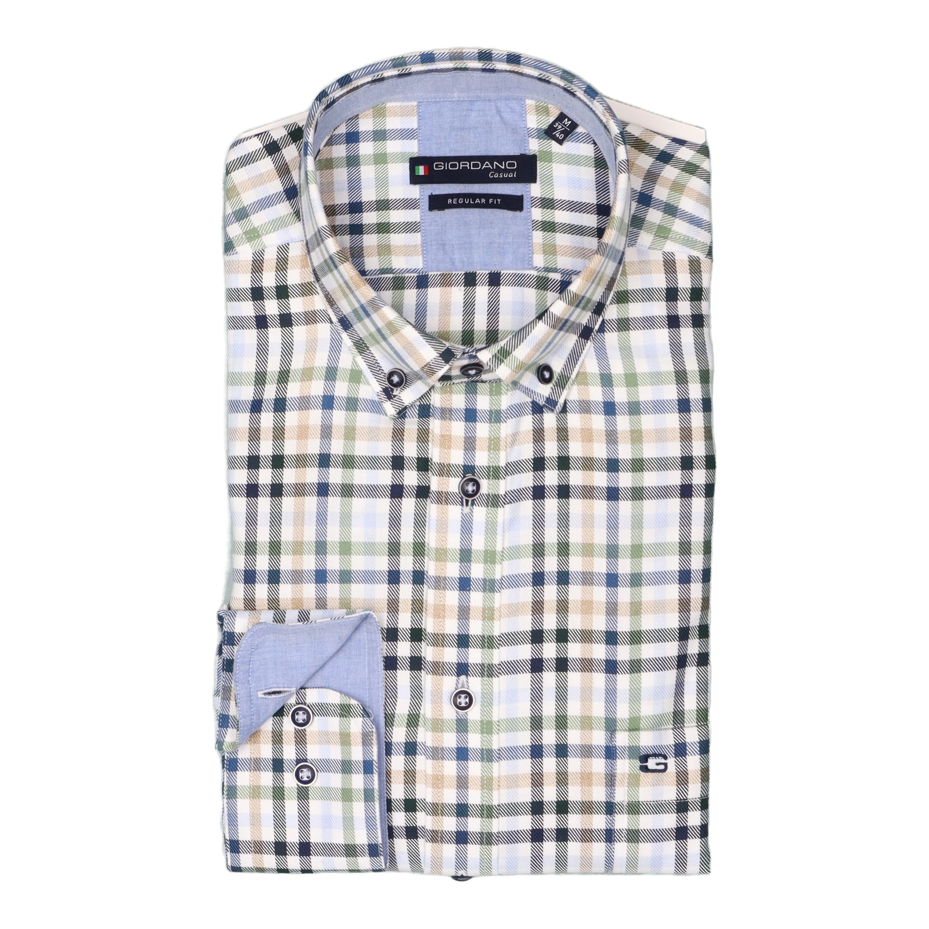 Giordano Regular Fit Long Sleeve Twill Mini Check Shirt for Men