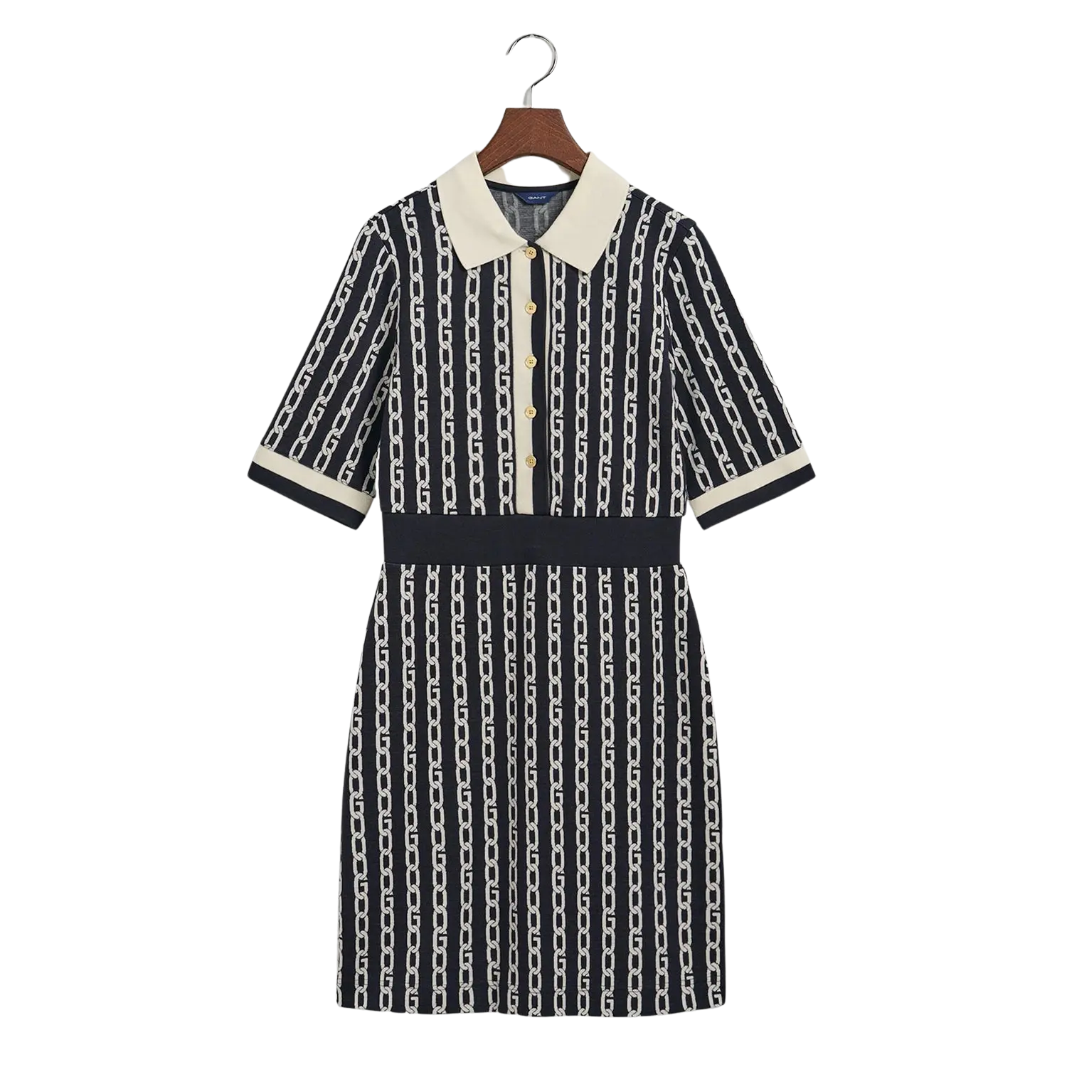 GANT Chain Jacquard Mid-Sleeve Polo Dress for Women