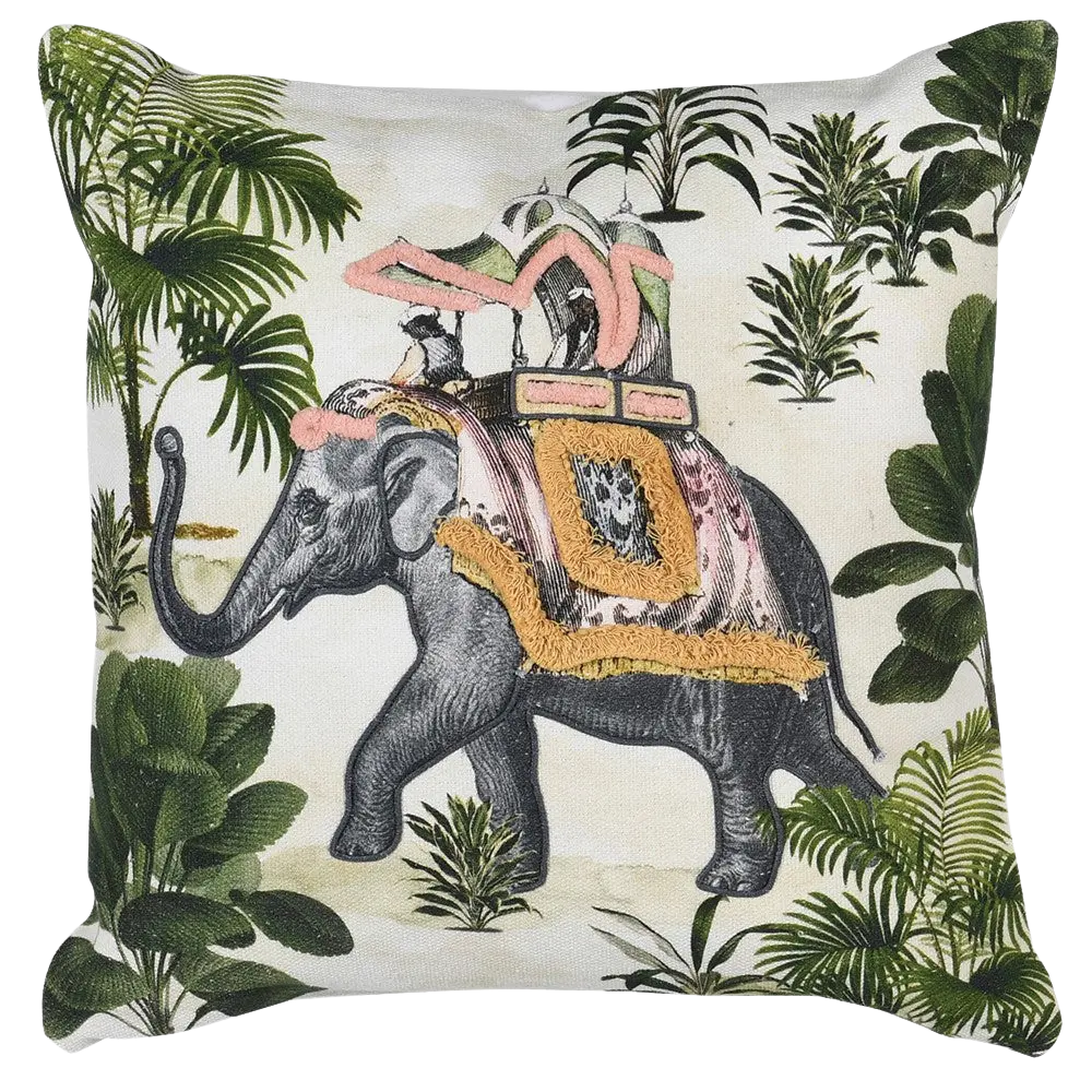 Exotic Elephant Cotton Cushion Cover