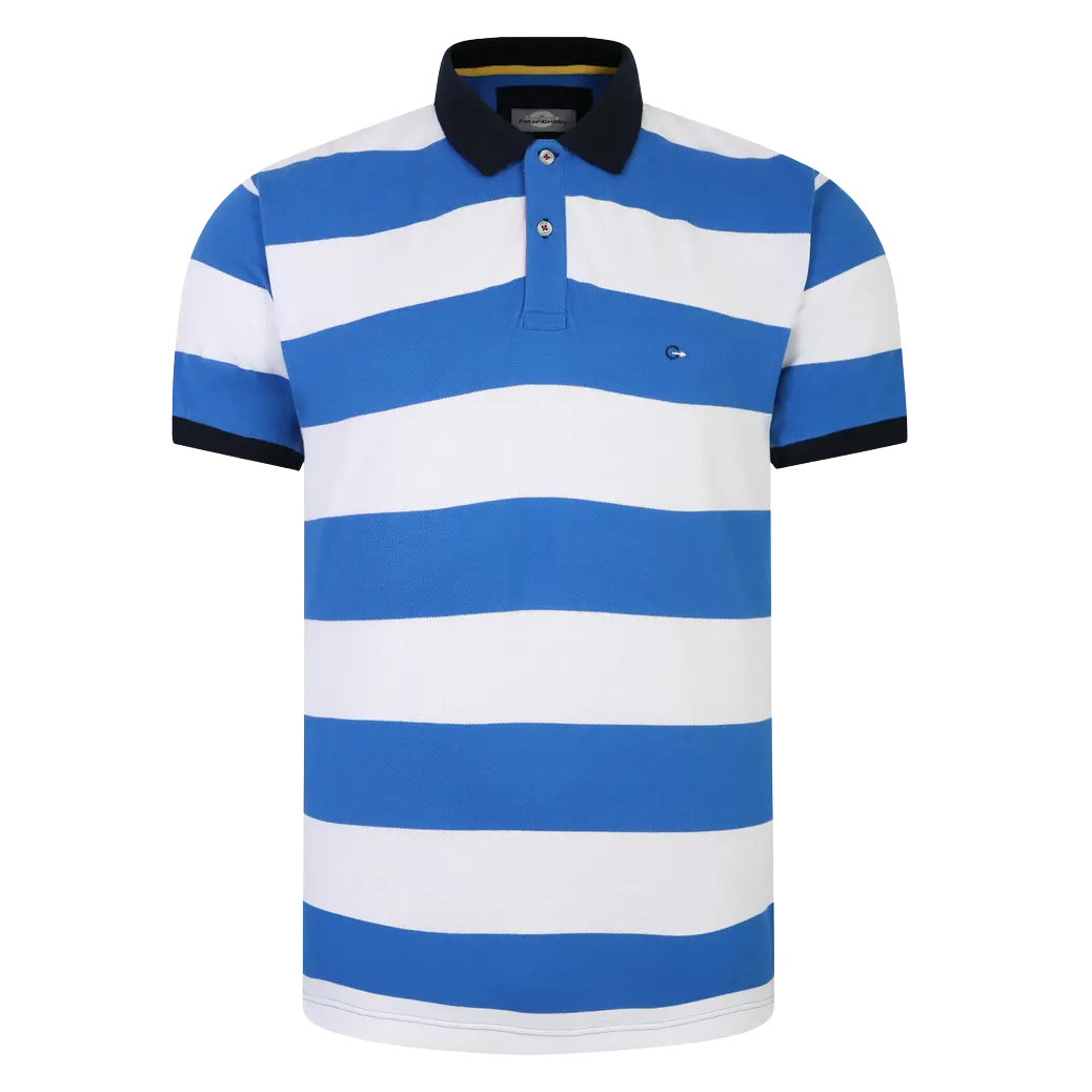 Peter Gribby Blue Stripe Polo Shirt for Men