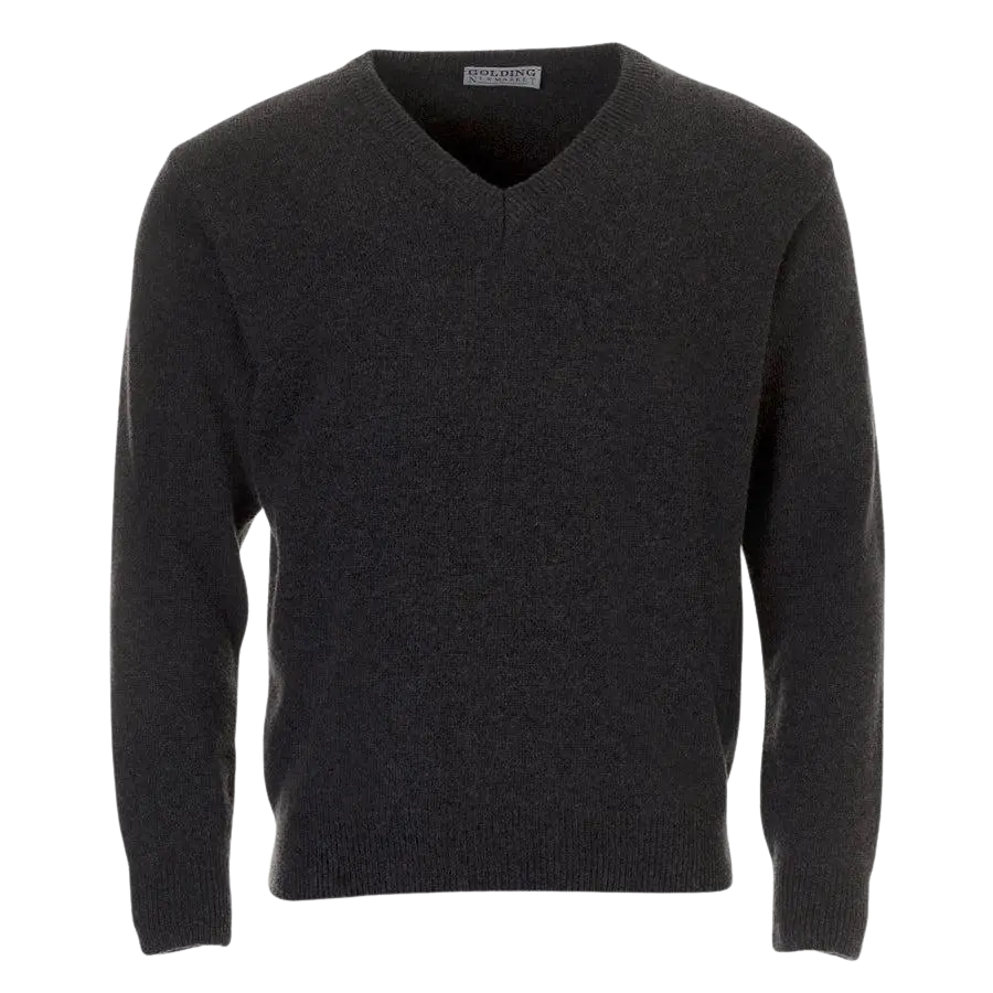 Golding Lambswool V-Neck Sweater in Charcoal Grey