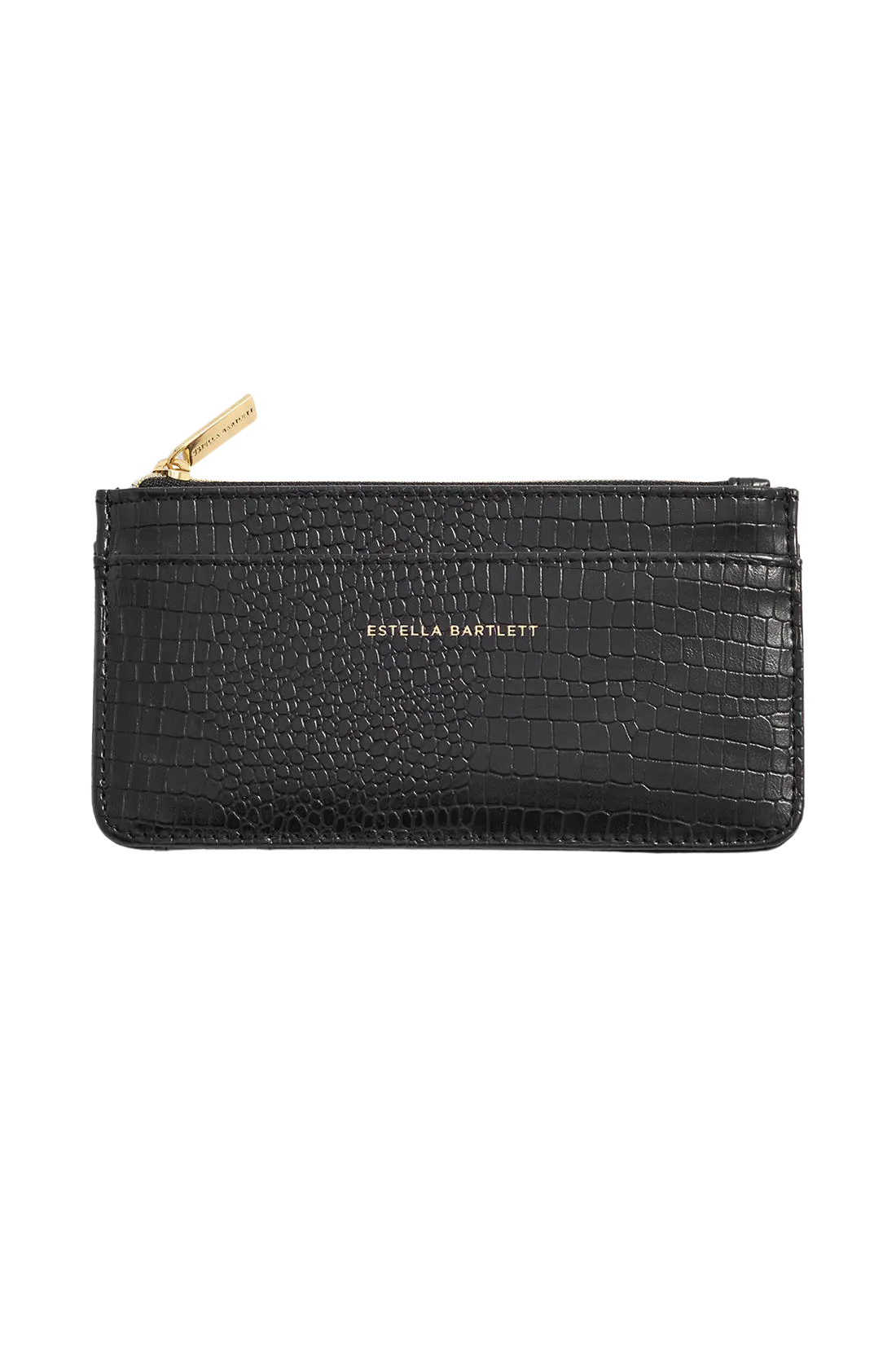 Estella Bartlett Black Croc Embossed Long Card Purse