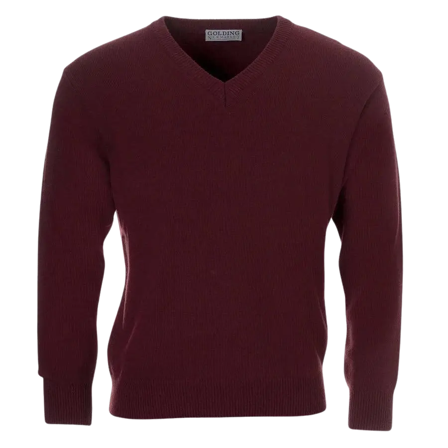 Golding Lambswool V-Neck Sweater in Bordeaux