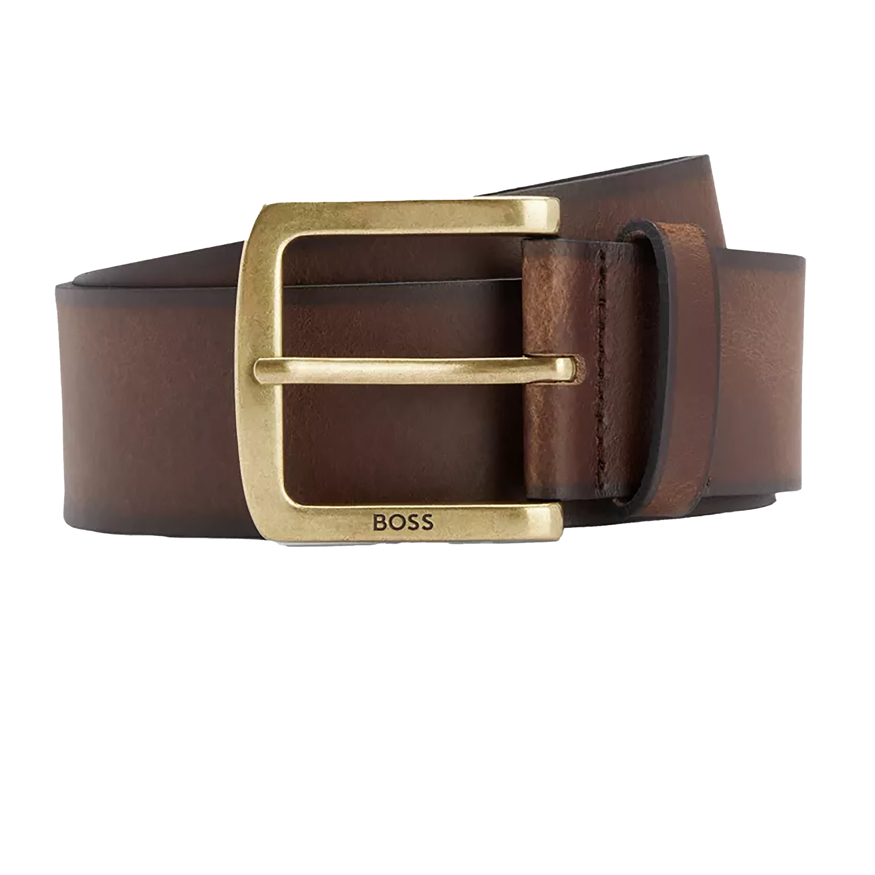 Hugo Boss Joy Leather Belt with Antique-Brass Logo Buckle for Men