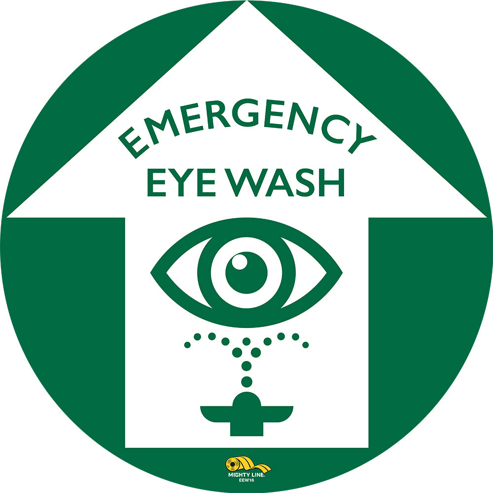 Green Emergency Eye Wash Station, 12" Floor Sign