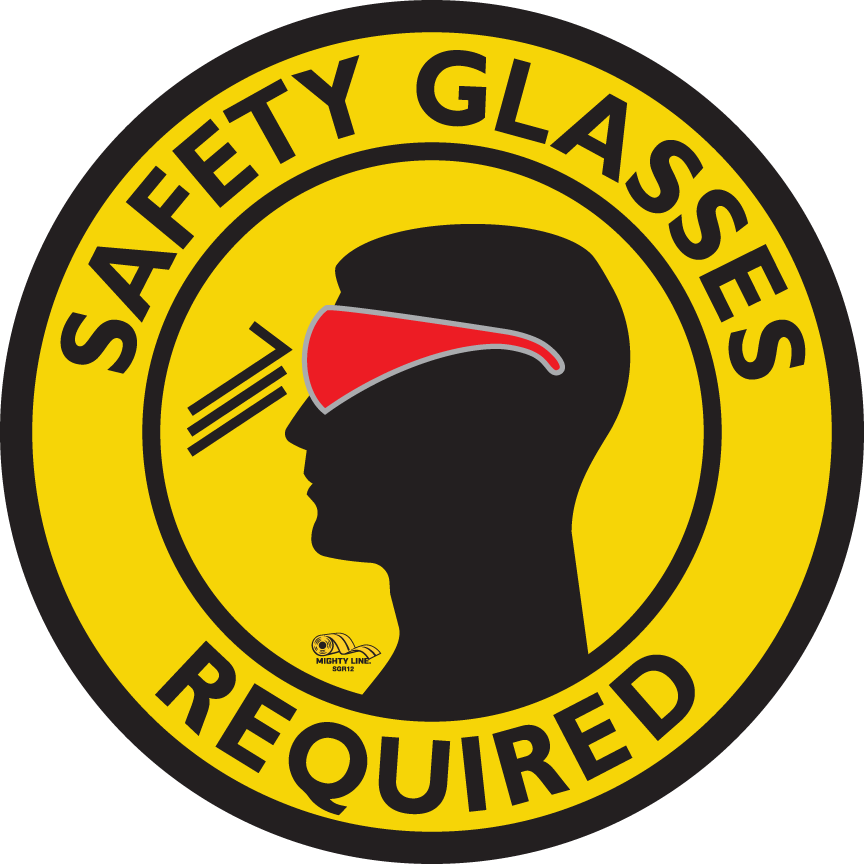 Yellow Safety Glasses Required, 12" Floor Sign