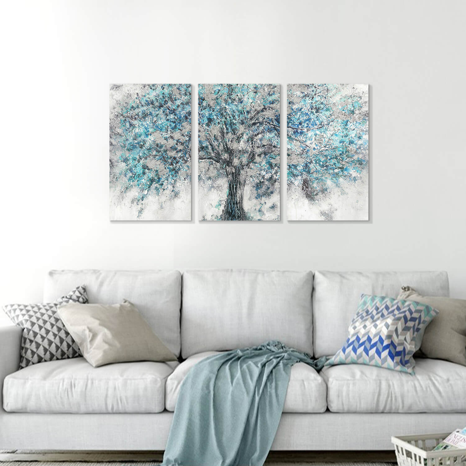 Beautiful Flower Tree Painting Wall Art Print On Canvas For Wall Decor Artistic Path