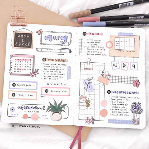 Back to School weekly double page spread