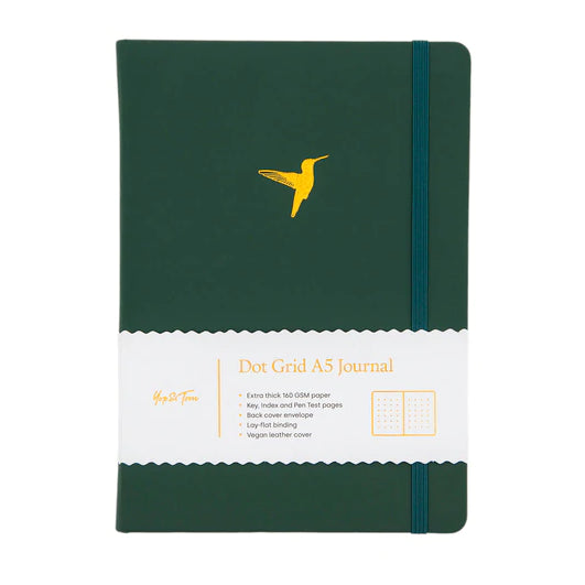 Forest green hummingbird dot grid journal