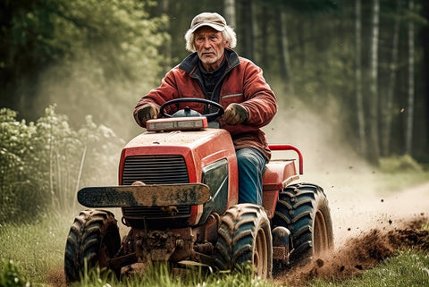 man on small tractor