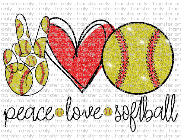 Download Peace Love Softball - Waterslide, Sublimation Transfers ...