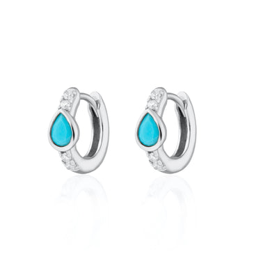 Huggie Hoop Earrings Turquoise Stones Gold Silver Australia Gift