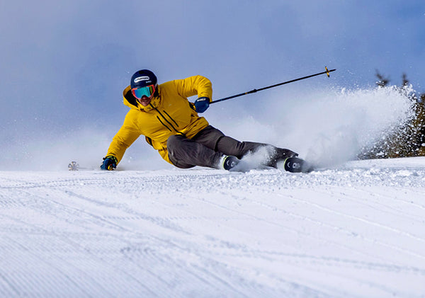 Ted Ligety carves a turn on sharp skis.