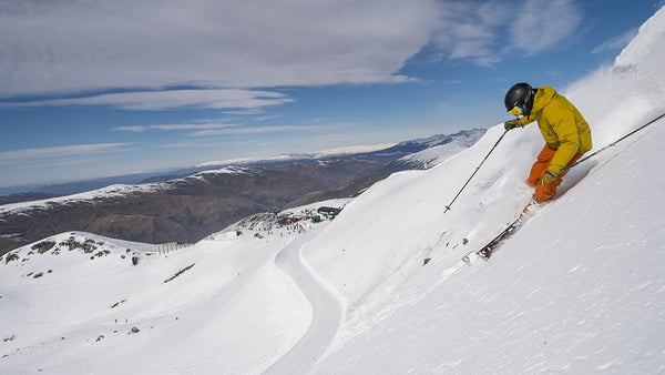 A skier skis on the South Island of New Zealand