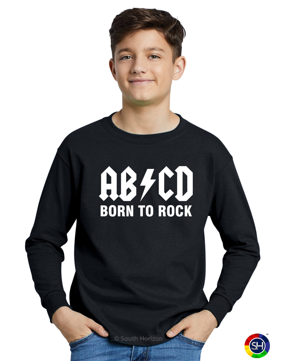 ABCD Born To Rock on Youth Long Sleeve Shirt