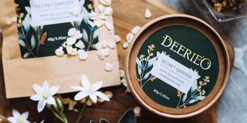 Deerieo Secret Garden exfoliating herbal face masks collection.