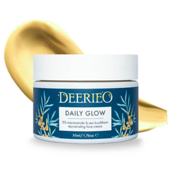 Deerieo Natural Skincare Daily Glow Face Cream with Niacinamide and Sea Buckthorn for sensitive skin.