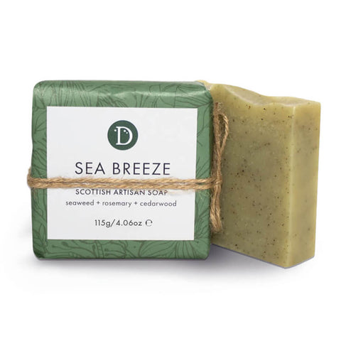 Deerieo Natural Skincare Sea Breeze traditional cold process natural seaweed soap with Scottish seaweed and essential oils product page.