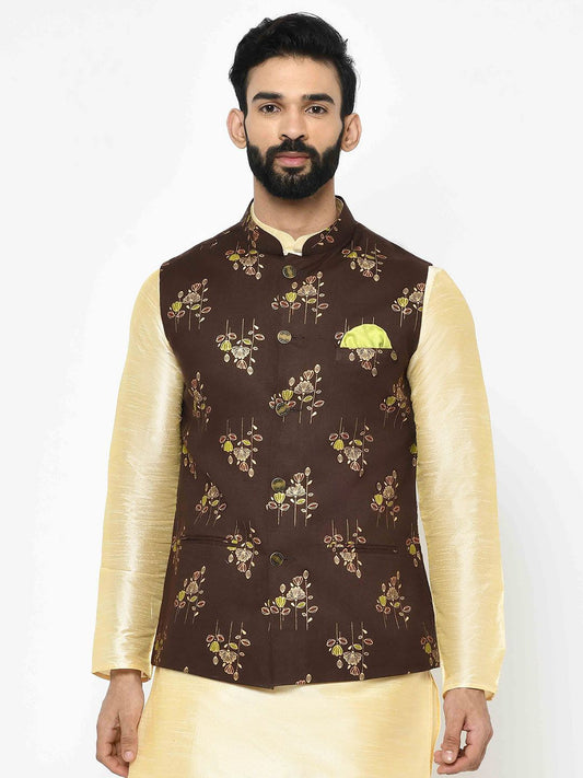 Blue & Brown Strip Print Nehru Jacket – AUTOGRAPH MAN