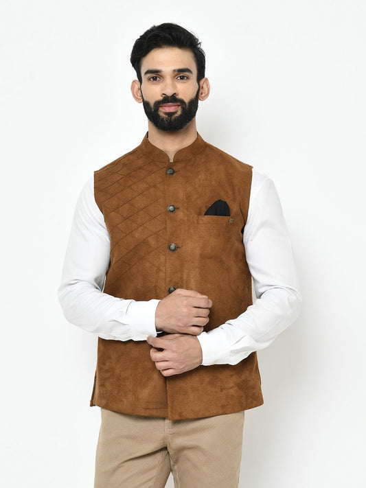 Coco Brown Nehru Jacket - Paarsh Atelier - East Boutique