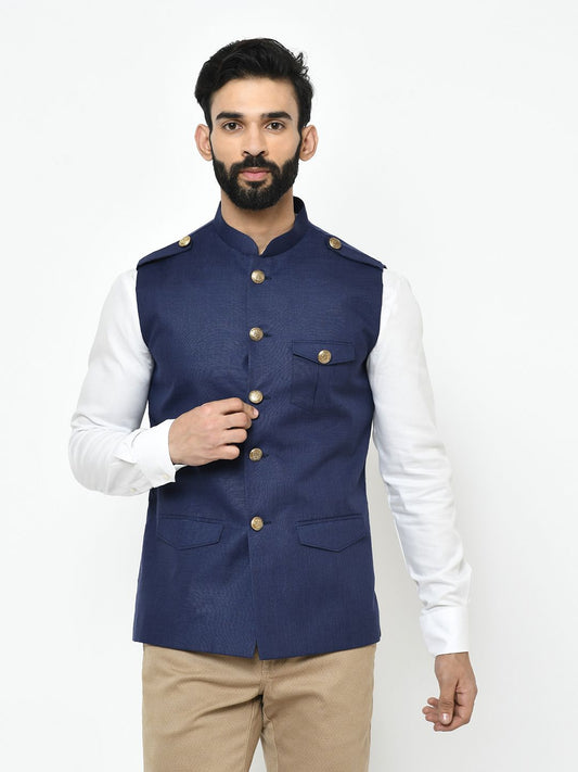 Buy Navy Blue Nehru Jacket For Men Online @ Best Prices in India | UNIFORM  BUCKET