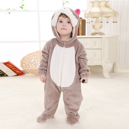 Pyjama Chaud Et Doux Avec Une Capuche à Motifs D'animaux Pour Bébé Areu  Bébé