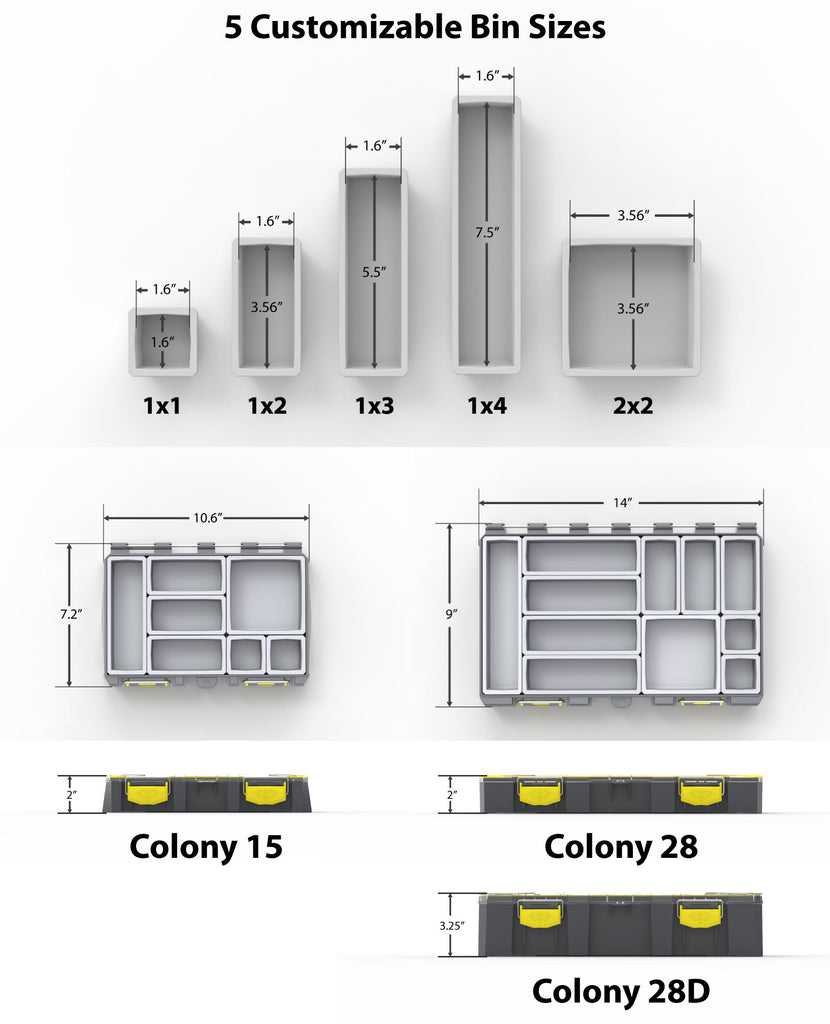 BUZBE Sizing Chart of Boxes with Dimensions