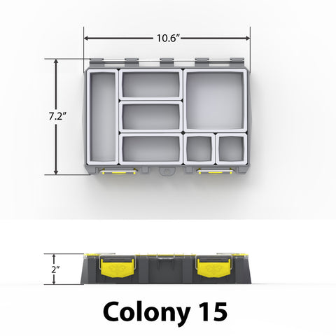 Colony 15 Dimensions - 10.6" x 7.2" x 2"