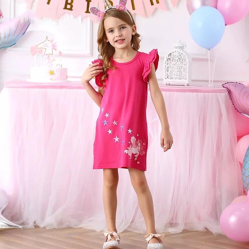 Girls Pink Unicorn Dress (Age 3Y-8Y) – Teeny Bumps