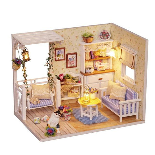 miniature wooden dollhouse