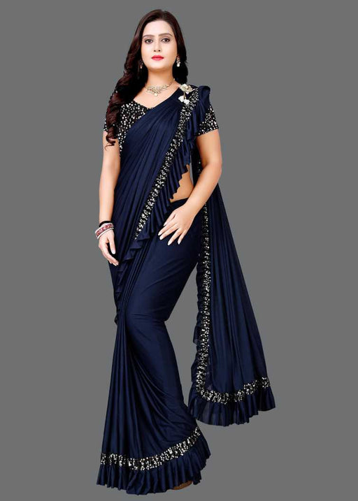 Gorgeous Black Color Ready To Wear Saree With Waist Belt – Fabvilla