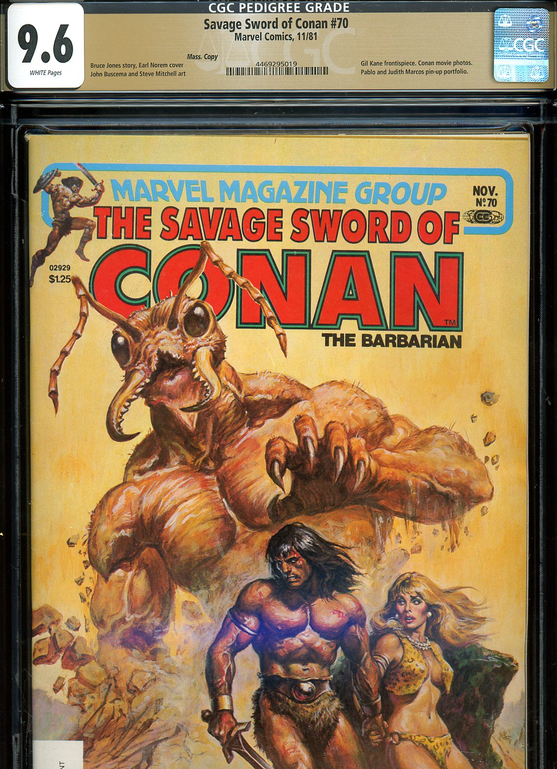 Savage Sword of Conan #070 CGC graded 9.6 - Earl Norem cover PEDIGREE - SOLD!