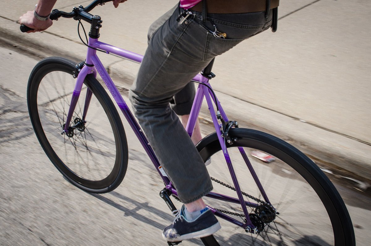 purple fixie bike