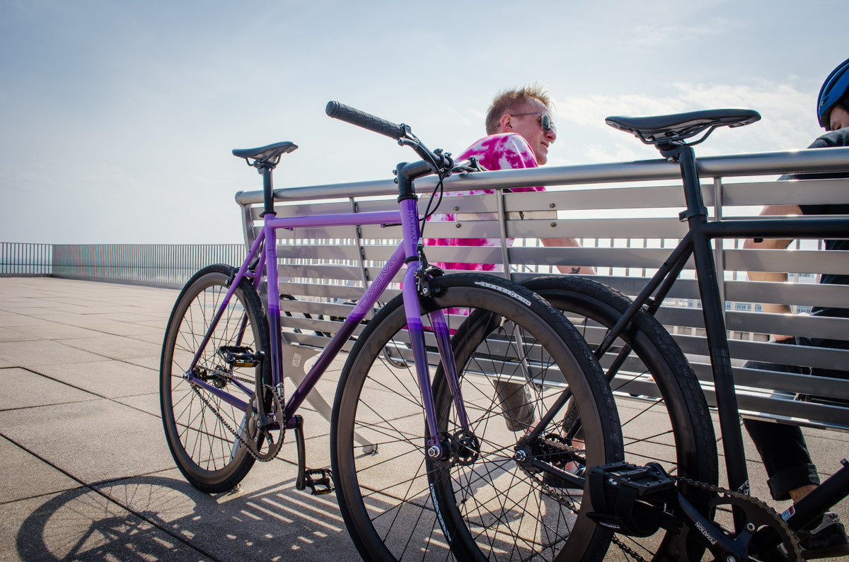 purple fixie bike