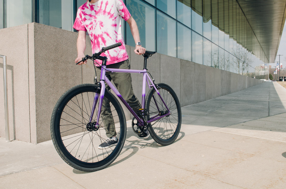 purple fixie bike