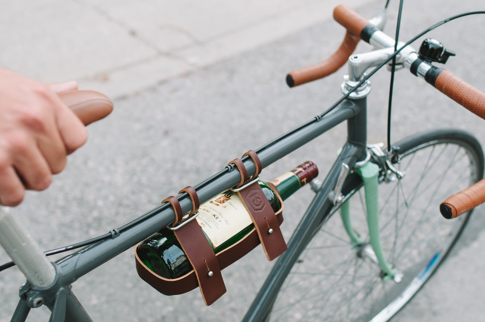 leather bike bottle holder