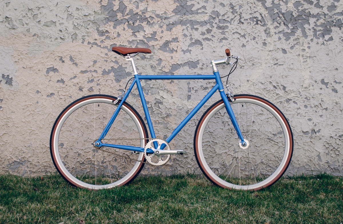 blue fixie bike