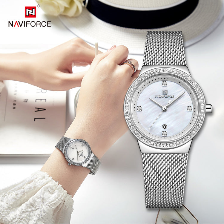 Naviforce 5005 Anchora Women Watch - Silver  Naviforce Wristwatch