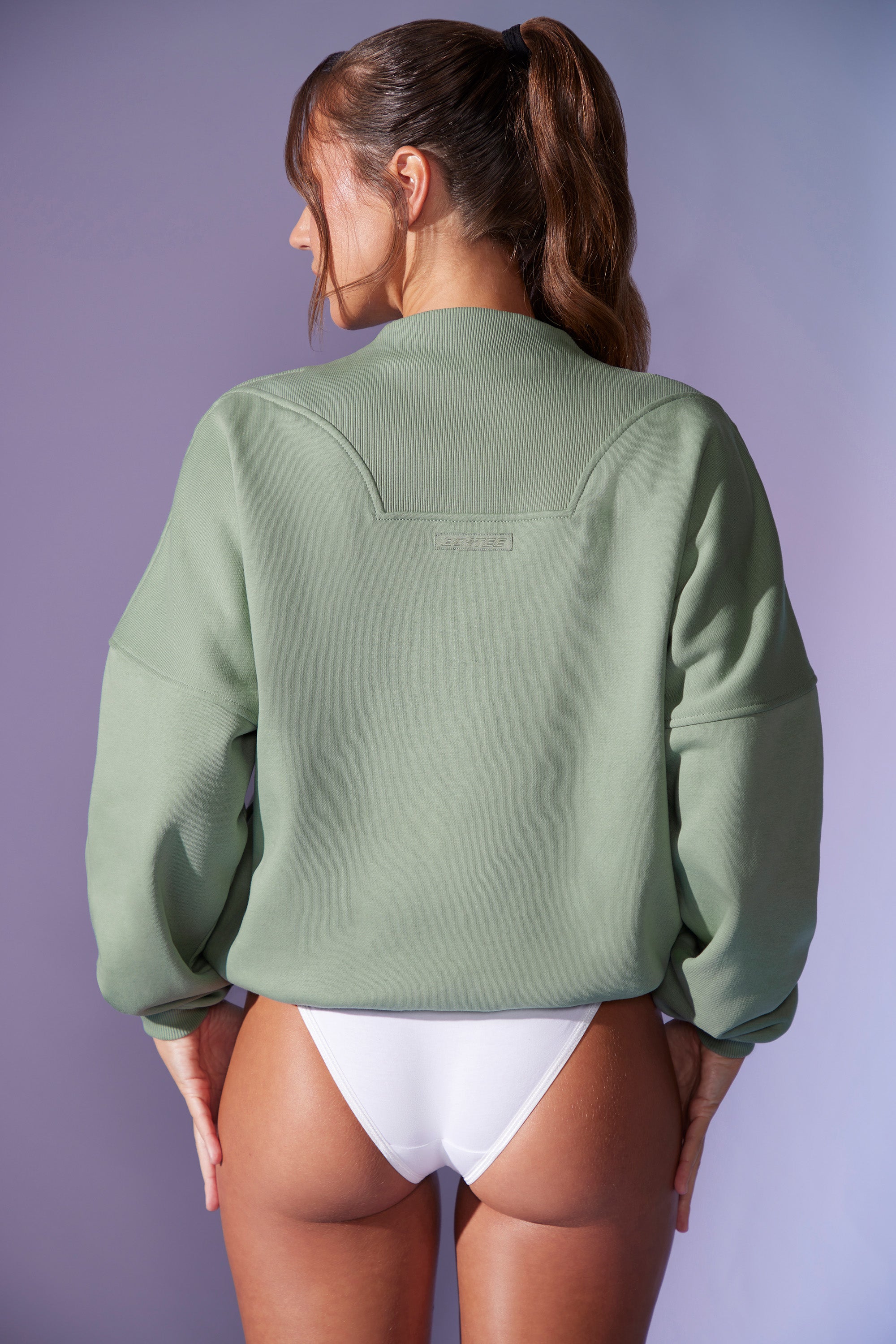 Comfort Zone - Oversized Half Zip Sweatshirt in Sage