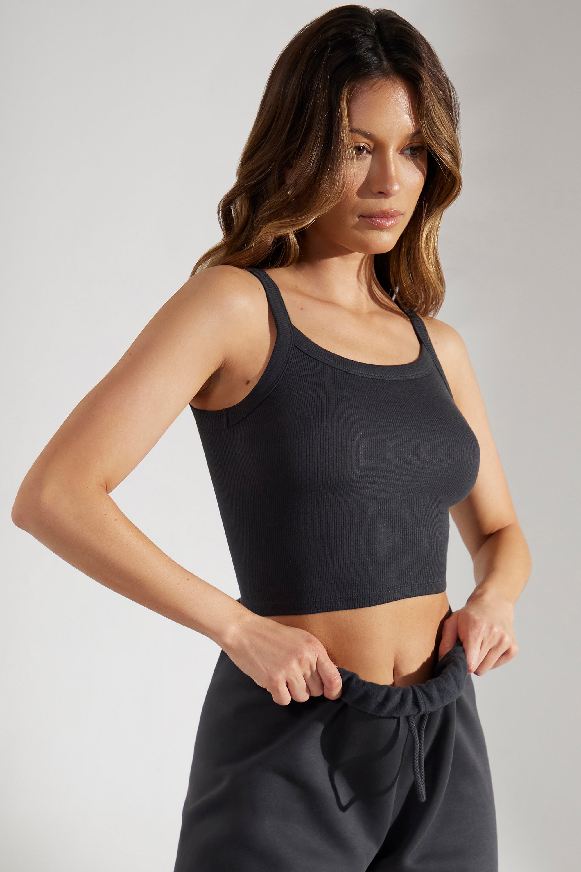 Body - Soft Rib Tank Top in Washed Black