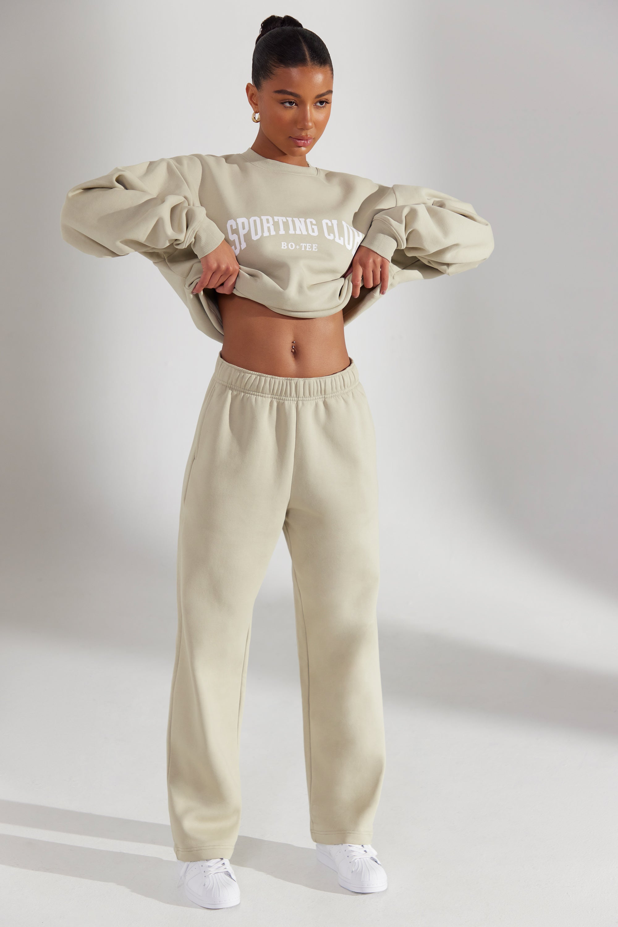 Principal - Petite Wide Leg Joggers in Limestone