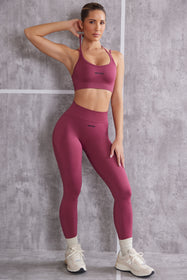 Superset Curved Waist Seamless Petite Leggings in Coral