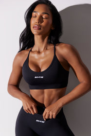 Constant Scoop Neck Multi Strap Sports Bra in Black