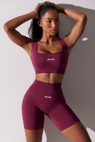 Constant Scoop Neck Multi Strap Sports Bra in Plum